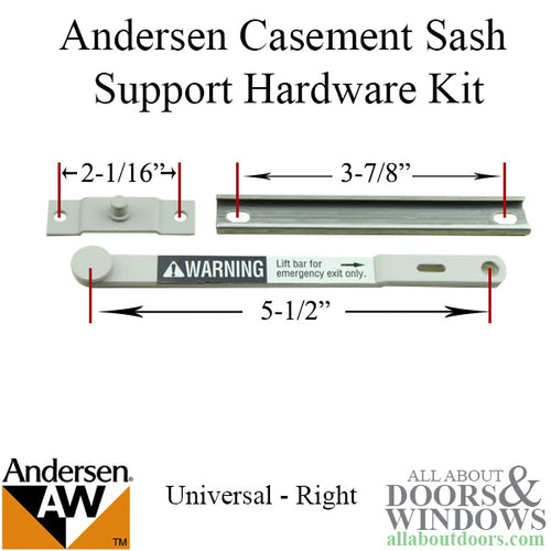 Andersen Perma-Shield Casement Windows - Sash Support Hardware Kit - Universal - Right - Andersen Perma-Shield Casement Windows - Sash Support Hardware Kit - Universal - Right