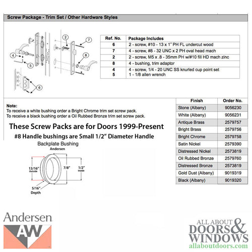 Andersen Newbury Series Screw Pack ½ Inch Diameter Antique Brass - Andersen Newbury Series Screw Pack ½ Inch Diameter Antique Brass