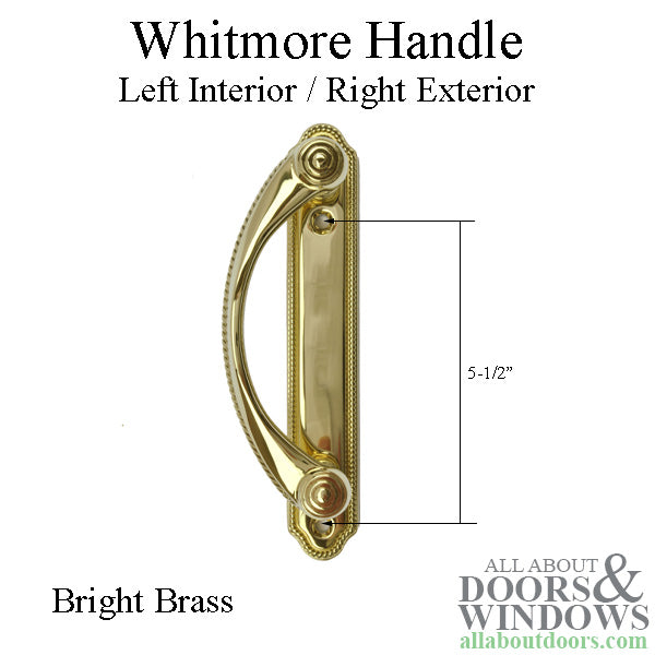 Andersen Whitmore Gliding Door Handle - Left Interior/Right Exterior - Bright Brass - Andersen Whitmore Gliding Door Handle - Left Interior/Right Exterior - Bright Brass