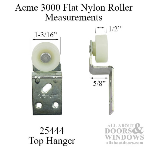 Discontinued - 1-3/16 inch wheel, 5/8 offset, Wide Flat Nylon Roller- Acme 3000 - Discontinued - 1-3/16 inch wheel, 5/8 offset, Wide Flat Nylon Roller- Acme 3000