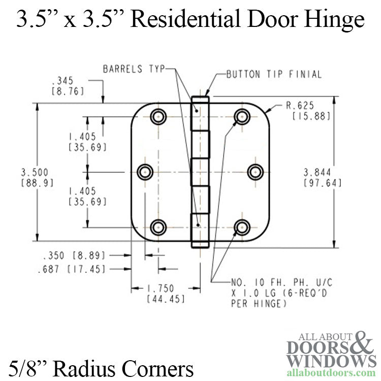 Residential Hinge, 3-1/2