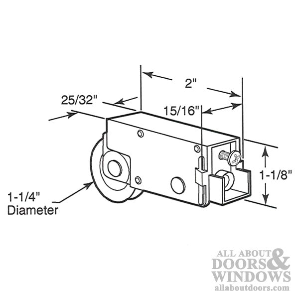 Sliding Patio Door Roller For Old Style Acorn Doors 1.25 Inch Steel Roller With Metal Housing - Sliding Patio Door Roller For Old Style Acorn Doors 1.25 Inch Steel Roller With Metal Housing