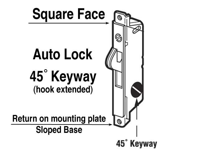 Mortise Lock, 45 ° Slot, Auto Lock, Square Face End - Adams - Mortise Lock, 45 ° Slot, Auto Lock, Square Face End - Adams