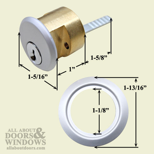 Rim Cylinder Lock - 5 Pin Brass w/ Schlage SC1 Keyway, for Panic Devices, Garage Doors, Deadbolts - Rim Cylinder Lock - 5 Pin Brass w/ Schlage SC1 Keyway, for Panic Devices, Garage Doors, Deadbolts