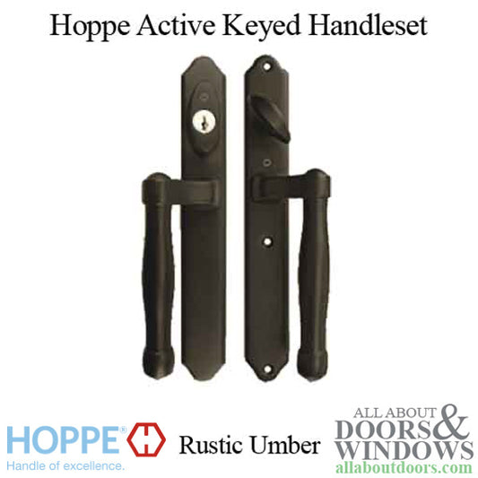 HOPPE HLS 9000 Sliding Door Traditional Handle Set Active Keyed Rustic Umber