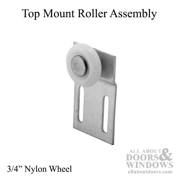 Top Mount Roller Assembly with 3/4 Inch Nylon Wheel for Sliding Screen Door - Top Mount Roller Assembly with 3/4 Inch Nylon Wheel for Sliding Screen Door