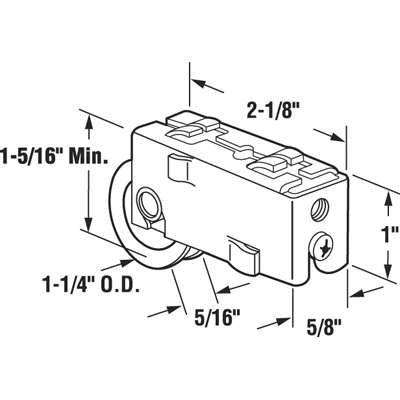 1-1/4  Steel Wheel, Roller Assembly - 1-1/4  Steel Wheel, Roller Assembly