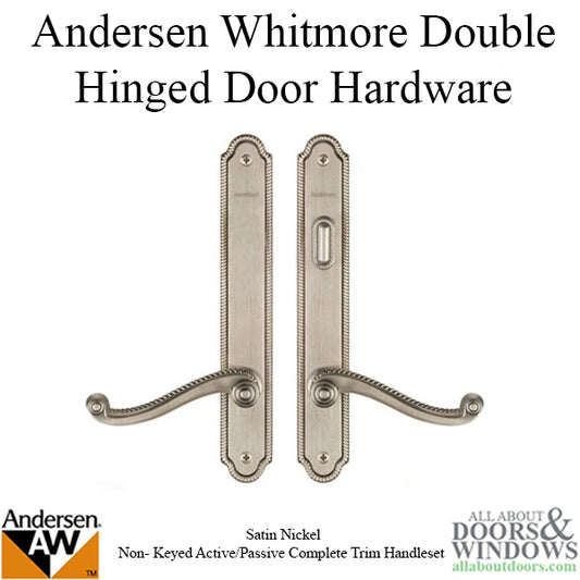 Hardware Kit, Double Door, Whitmore, Active / Passive - Satin Nickel