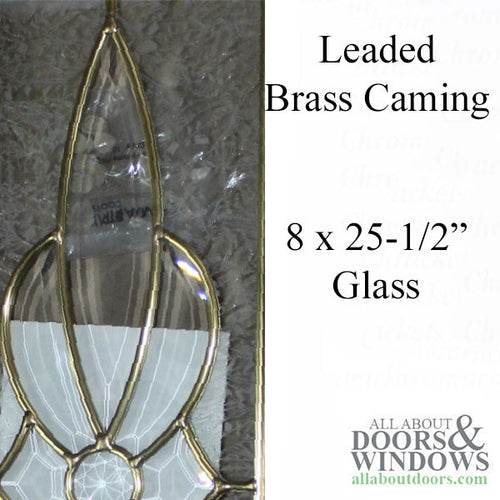 Rectangular Leaded Glass Door lite, 10-1/8 x 27-1/2 Glue Chip with Brass Caming - Rectangular Leaded Glass Door lite, 10-1/8 x 27-1/2 Glue Chip with Brass Caming