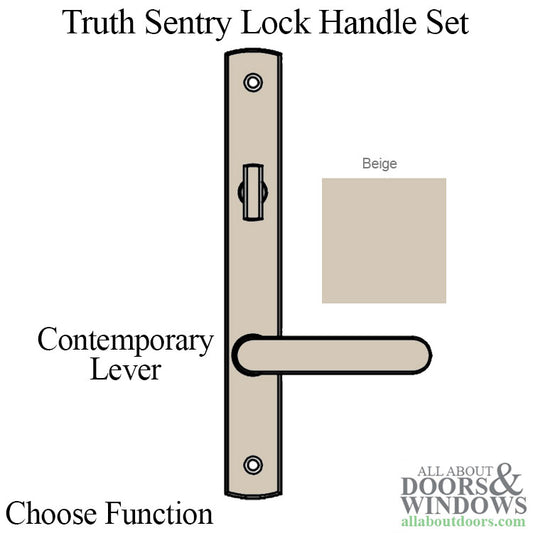 Truth Sentry Lock Handle Set, Contemporary, Painted Over Zinc, Beige