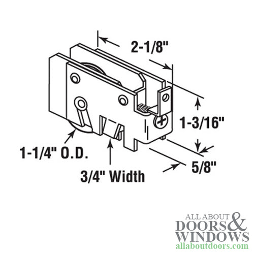 Sliding Patio Door Roller, Steel Ball Bearings, 1-1/4