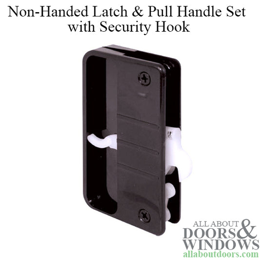 Non-Handed Latch & Pull Handle Set with Security Lock for Sliding Screen Door - Black