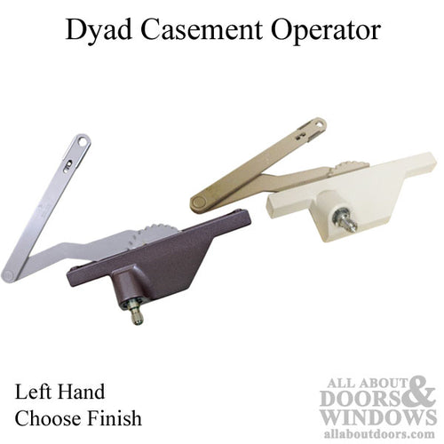 Left Hand 6-11/16 Inch Rear Face Mounted Dyad Casement Operator for Window - Choose Color - Left Hand 6-11/16 Inch Rear Face Mounted Dyad Casement Operator for Window - Choose Color