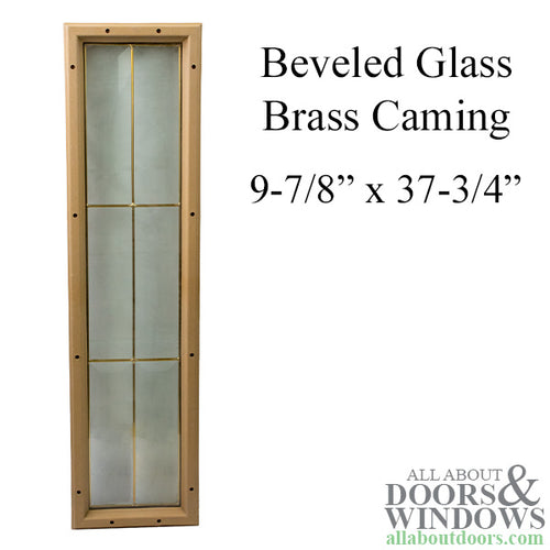 Rectangular 6-LITE Beveled Glass Door Lite 9-7/8 x 37-3/4, Brass Caming - Rectangular 6-LITE Beveled Glass Door Lite 9-7/8 x 37-3/4, Brass Caming