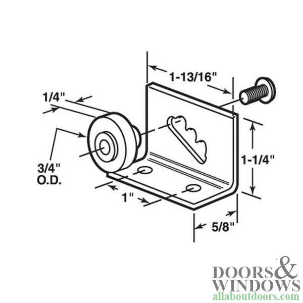 Shower door roller: 3/4 Flat Wheel w/ Bracket - Shower door roller: 3/4 Flat Wheel w/ Bracket