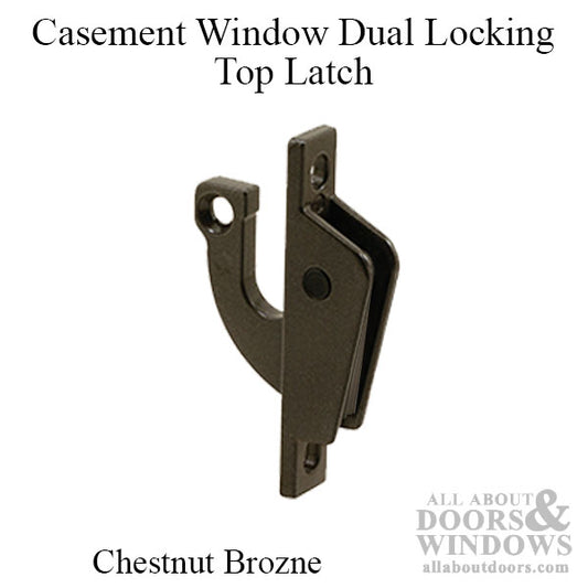 Casement Window Top Locking Latch, Tie Bar, 2-3/8 Inch Screw Spacing - Chestnut Bronze