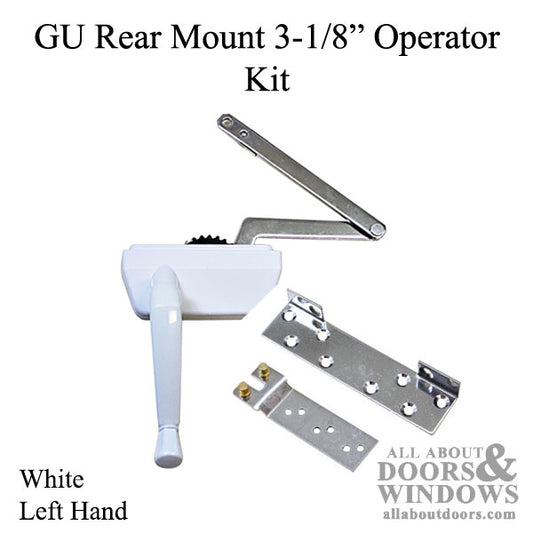 Rear Mount 3-1/8 Casement Operator Kit, Left Hand - White