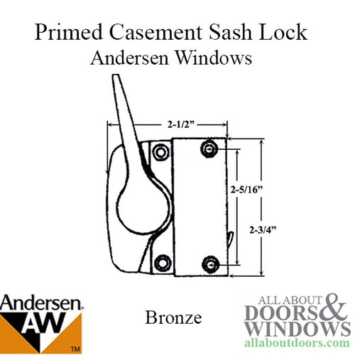 Andersen Right Hand Primed Casement Sash Lock - Bronze - Andersen Right Hand Primed Casement Sash Lock - Bronze