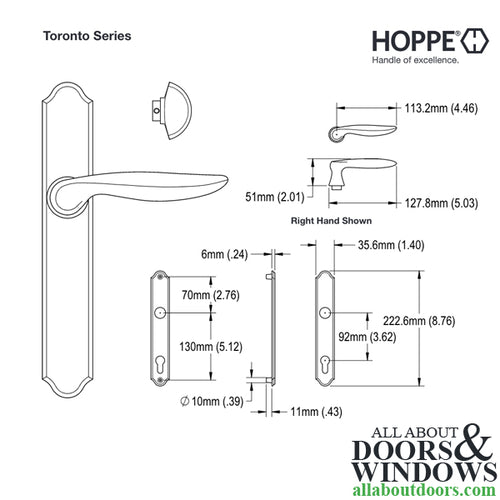 Hoppe Inactive Handle Set, Toronto M1020/374N, Non Keyed with Thumb-turn- Resista Brass - Hoppe Inactive Handle Set, Toronto M1020/374N, Non Keyed with Thumb-turn- Resista Brass