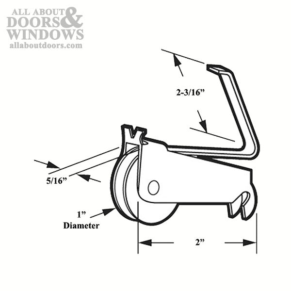 DISCONTINUED Spring Tension Roller Assembly with 1 Inch Nylon Wheel for Sliding Screen Door - DISCONTINUED Spring Tension Roller Assembly with 1 Inch Nylon Wheel for Sliding Screen Door