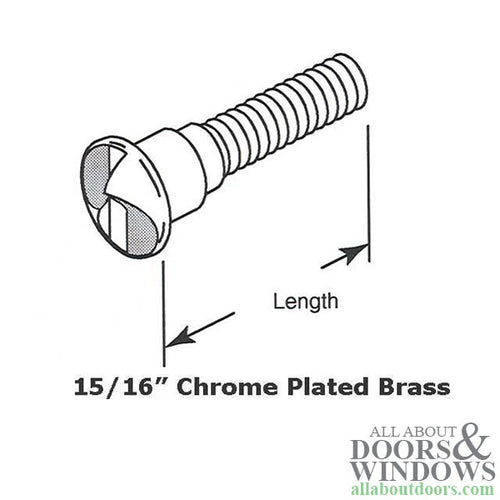 One Way Shoulder Screw - 15/16 Inch Chrome Plated Brass - One Way Shoulder Screw - 15/16 Inch Chrome Plated Brass