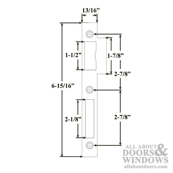 Strike Plate, Latch & Deadbolt,  45mm 1-3/4