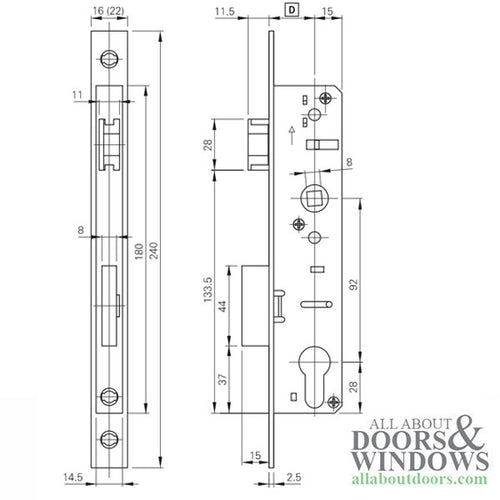 Roto Single Point Mortise lock  16/25/92, 1