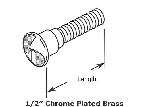 One Way Shoulder Screw - 1/2 Inch Chrome Plated Brass - One Way Shoulder Screw - 1/2 Inch Chrome Plated Brass