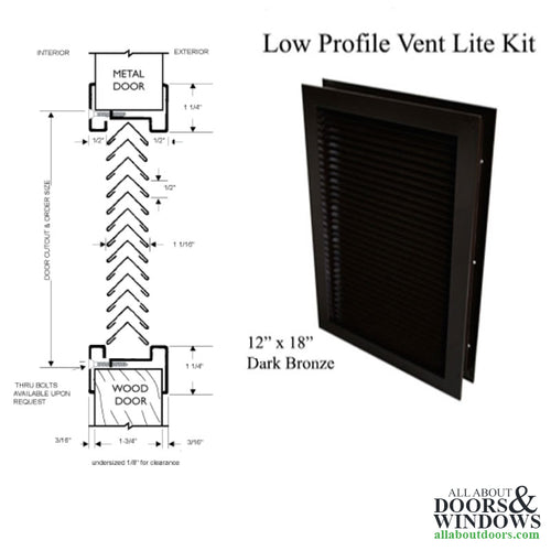 Commercial Door Lite Frame Vented Low Profile Metal Frame 12 Inch x 18 Inch Dark Bronze - Commercial Door Lite Frame Vented Low Profile Metal Frame 12 Inch x 18 Inch Dark Bronze