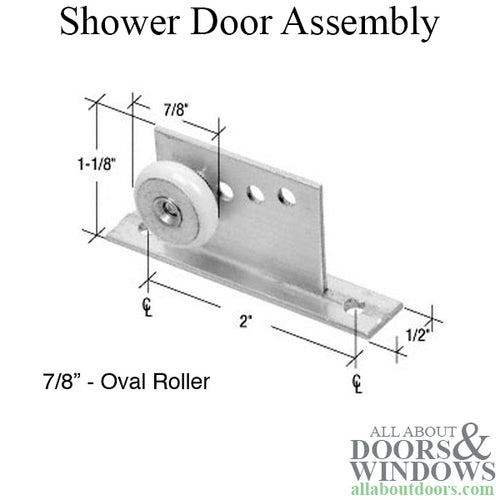 Shower Door Roller Assembly, Roller 7/8 Inch Oval Edge - Shower Door Roller Assembly, Roller 7/8 Inch Oval Edge