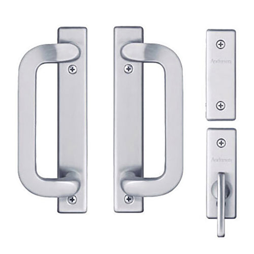 Andersen Frenchwood Gliding Door Trim Hardware, Anvers 4 Panel Interior and Exterior - Satin Nickel - Andersen Frenchwood Gliding Door Trim Hardware, Anvers 4 Panel Interior and Exterior - Satin Nickel