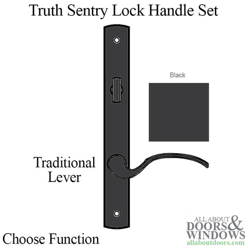 Truth Sentry Lock Handle Set, Traditional, Painted over Zinc, Black - Truth Sentry Lock Handle Set, Traditional, Painted over Zinc, Black