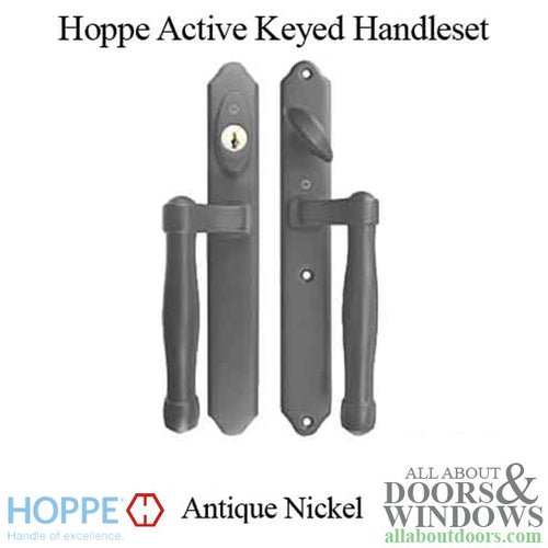 Hoppe HLS 9000 Sliding Door Handle-Set, M574/2170N Active Keyed - Antique Nickel - Hoppe HLS 9000 Sliding Door Handle-Set, M574/2170N Active Keyed - Antique Nickel