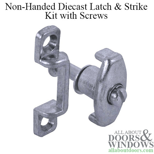 Non-Handed Diecast Latch & Strike Kit with Screws for Sliding Screen Door