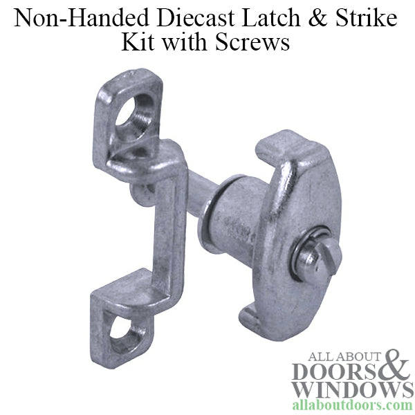 Non-Handed Diecast Latch & Strike Kit with Screws for Sliding Screen Door - Non-Handed Diecast Latch & Strike Kit with Screws for Sliding Screen Door