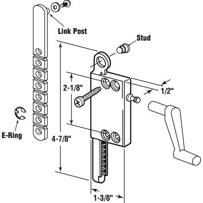 Universal Operator for Awning Louver Windows 2-1/8 Inch - Universal Operator for Awning Louver Windows 2-1/8 Inch