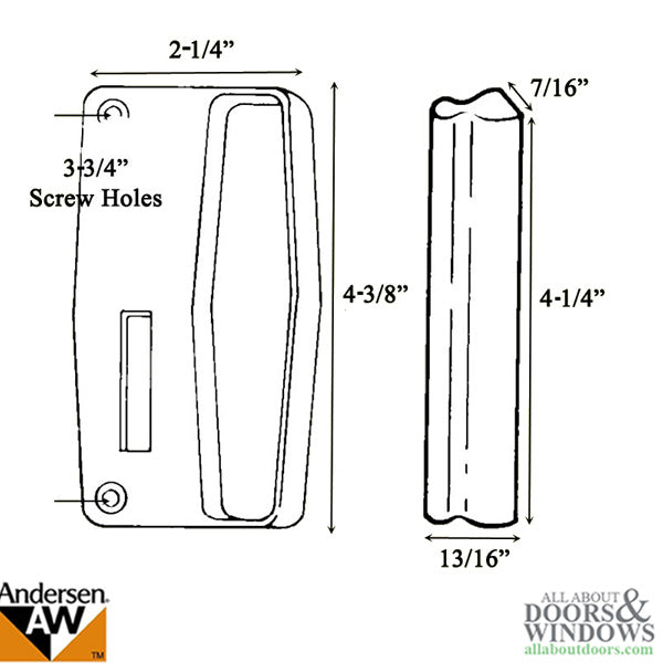 Andersen - PSI Gliding Door - 3 Panel Patio Screen Door Interior & Exterior Handle Set - White - Andersen - PSI Gliding Door - 3 Panel Patio Screen Door Interior & Exterior Handle Set - White