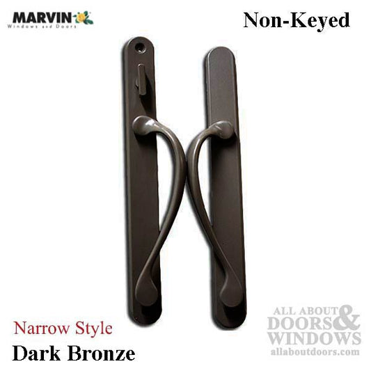 Marvin Narrow Traditional, Non-Keyed Sliding Patio Door Handle - Dark Bronze