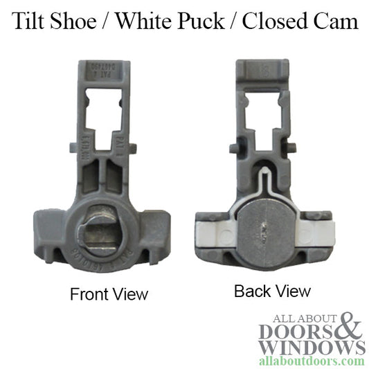 Tilt shoe, 1-1/4 x 17/32  White Puck, Closed Cam, Inverted Channel Balance - D