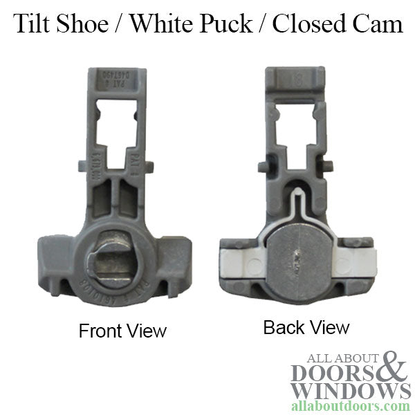 Tilt shoe, 1-1/4 x 17/32  White Puck, Closed Cam, Inverted Channel Balance - D - Tilt shoe, 1-1/4 x 17/32  White Puck, Closed Cam, Inverted Channel Balance - D