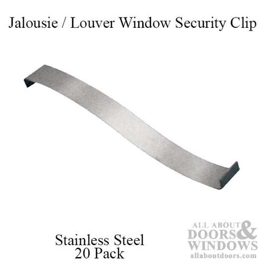 Jalousie / Louver Window Security Clip, Stainless Steel, 3-1/8" - 20 Pack