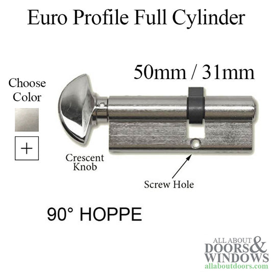 50.5/31.5  Hoppe 86mm Euro Profile Full Cylinder with 90° Turn, C-Knob