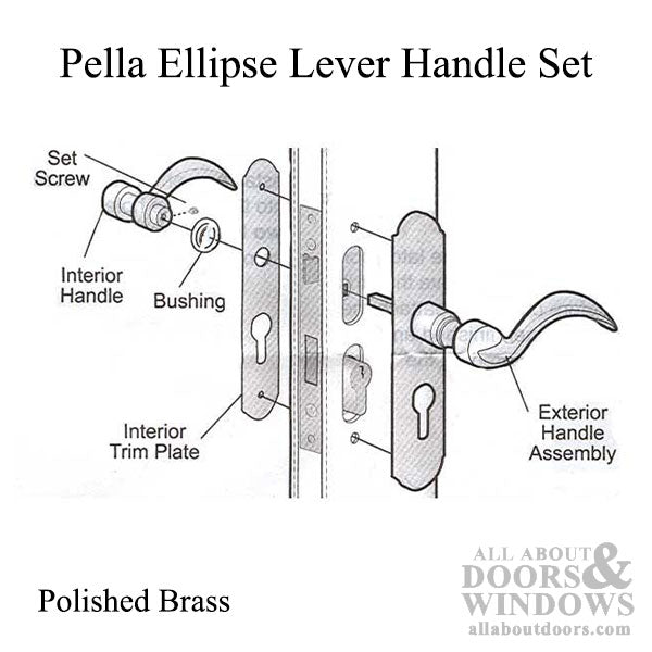 Unavailable Pella Select Ellipse Lever Handleset - Polished Brass - Unavailable Pella Select Ellipse Lever Handleset - Polished Brass