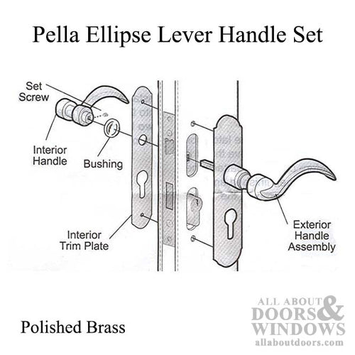 Unavailable Pella Select Ellipse Lever Handleset - Polished Brass - Unavailable Pella Select Ellipse Lever Handleset - Polished Brass