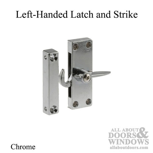 Left Hand Latch & Strke for Sliding Screen Door - Chrome