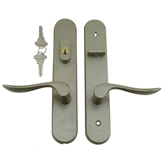 Marvin Active Keyed Handle Set Trimset with interior thumbturn - Satin Taupe