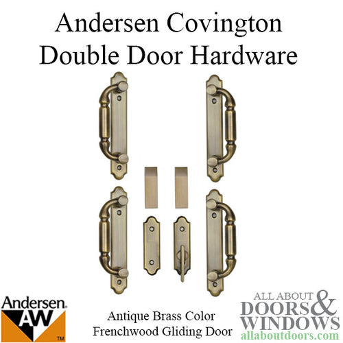 Andersen Frenchwood Gliding Door Trim Hardware, Covington, 4 Panel Interior and Exterior  - Antique Brass - Andersen Frenchwood Gliding Door Trim Hardware, Covington, 4 Panel Interior and Exterior  - Antique Brass