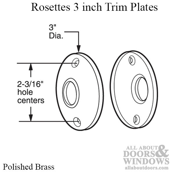 Rosettes, Door Knob 3 inch  - Polished Brass (Pair) - Rosettes, Door Knob 3 inch  - Polished Brass (Pair)