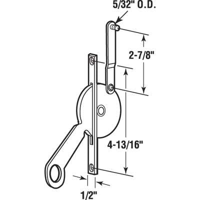 Jalousie/ Louver Window Operator, Lever, Universal, 4-13/16 inch - Jalousie/ Louver Window Operator, Lever, Universal, 4-13/16 inch