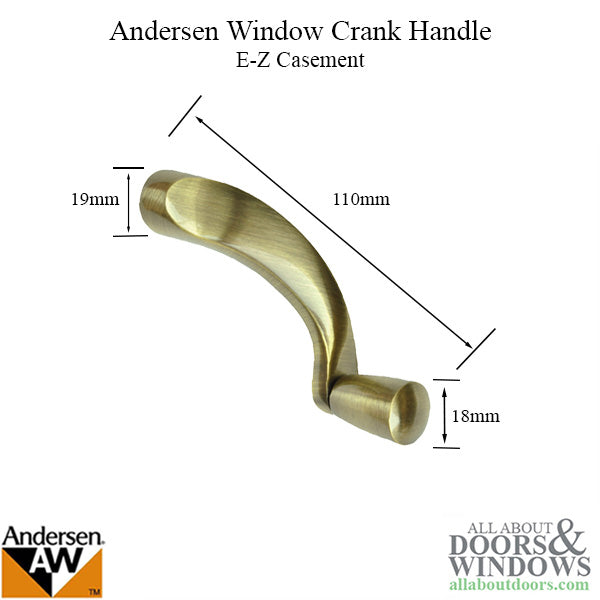 Andersen Window Improved/E-Z Casement Crank/Handle - Estate Style - Antique Brass - Andersen Window Improved/E-Z Casement Crank/Handle - Estate Style - Antique Brass